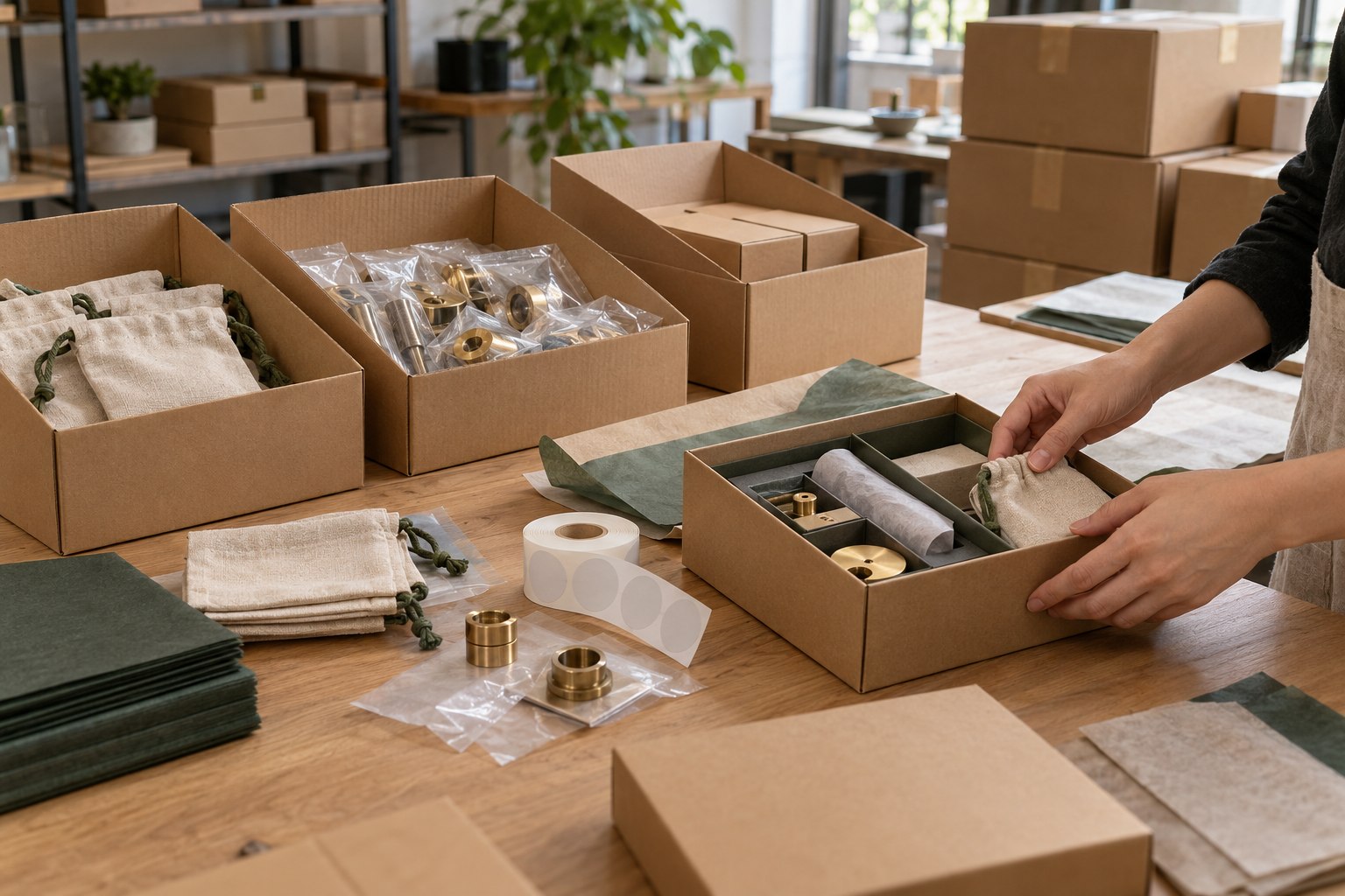 Illustrative workflow for combining goods and packaging from several suppliers